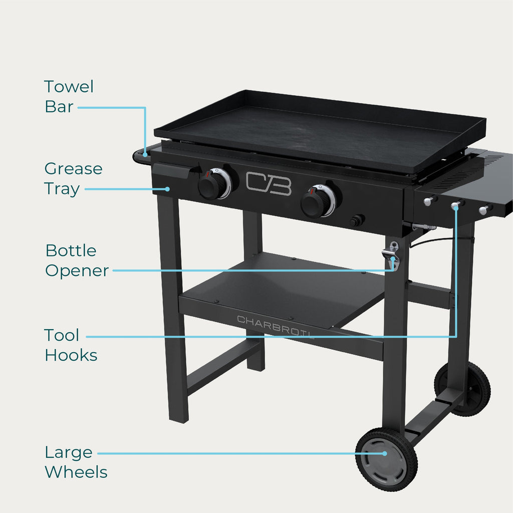 Char-Broil Charbroil® 28" Performance Series™ Propane Gas Griddle with Cart 2 Burner Flat Top Grill, Black 463459924 product view 8