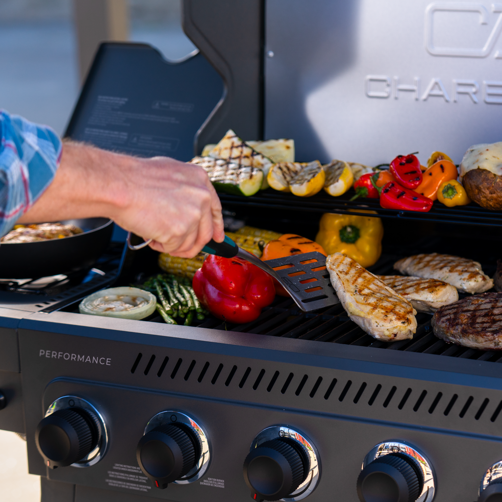 Char-Broil Performance Series™ FlavorMax™ 5 Burner Gas Grill Cart with Side Burner Gray product view 11