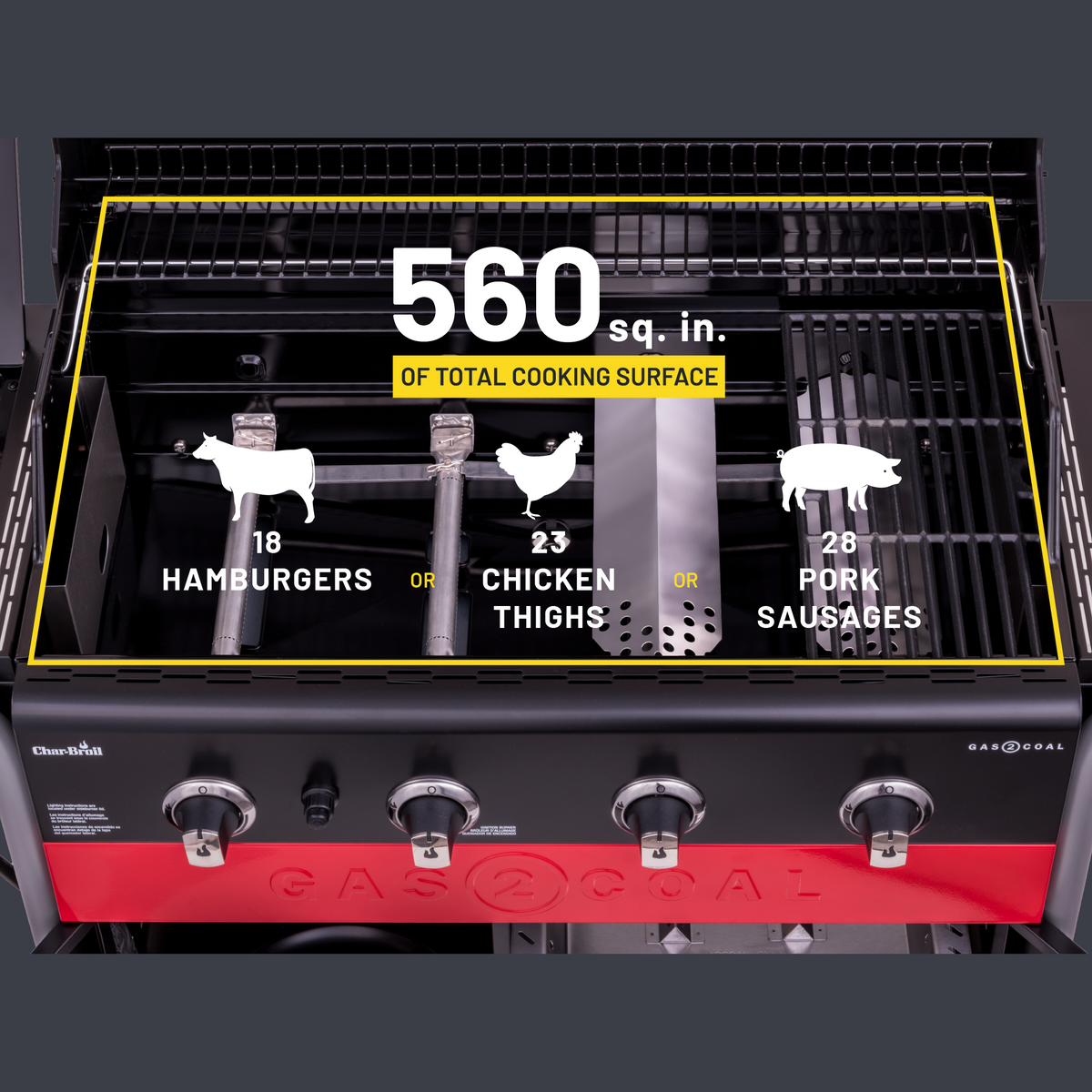 Char-Broil Gas2Coal® 4-Burner Hybrid Grill product view 7