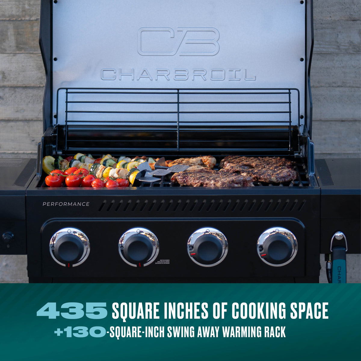 Char-Broil Performance Series™ 4-Burner Gas Grill with FlavorMax™ (Cart, Black) product view 3