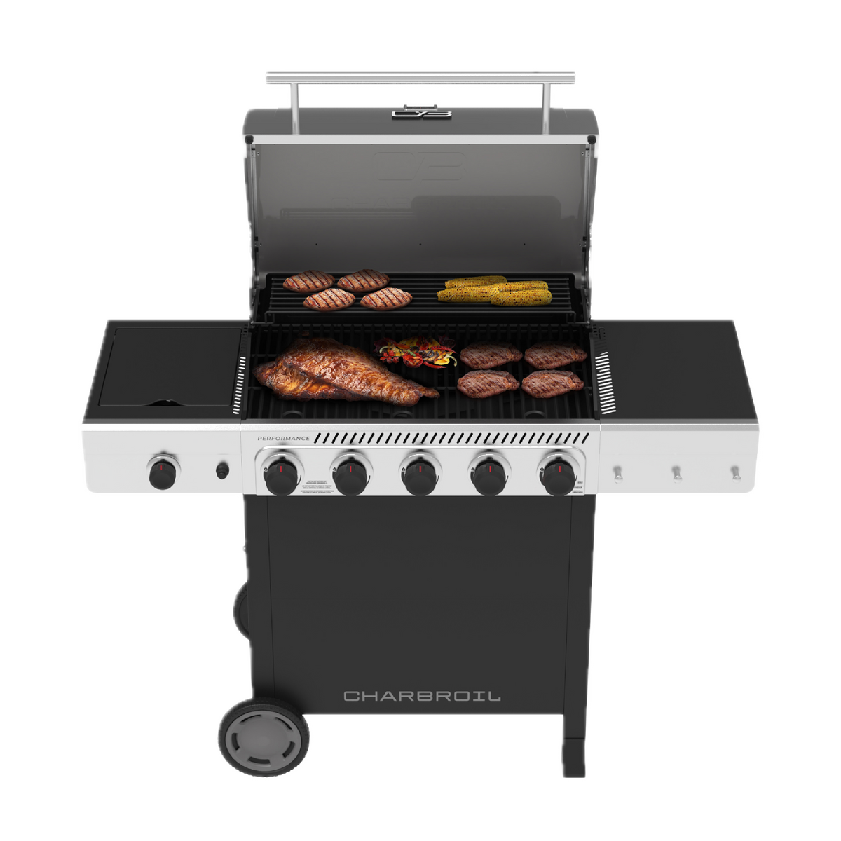 Char-Broil Performance Series™ 5 Burner Cart Gas Grill with Side Burner Black Stainless product view 4