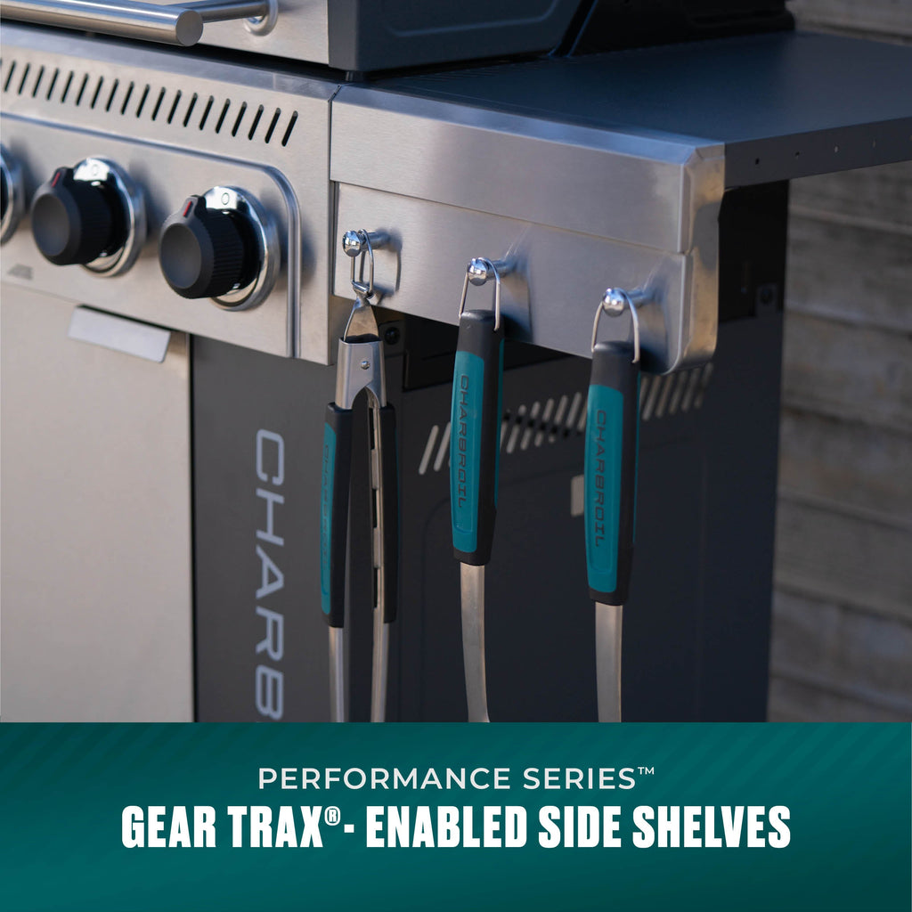Char-Broil Performance Series™ 4-Burner Gas Grill with FlavorMax™ and Side Burner, (Sear Burner, Cabinet, Gray/Stainless Steel) product view 10