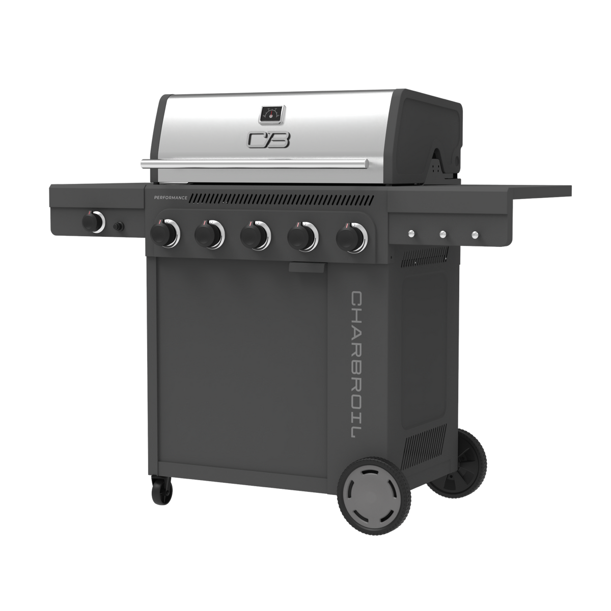 Char-Broil Performance Series™ FlavorMax™ 5 Burner Gas Grill Cabinet with Side Burner Gray product view 2