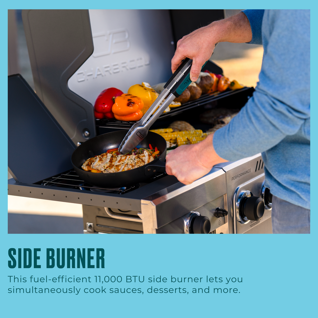 Char-Broil Performance Series™ FlavorMax™ 5 Burner Gas Grill Cabinet with Side Burner Gray Stainless product view 22