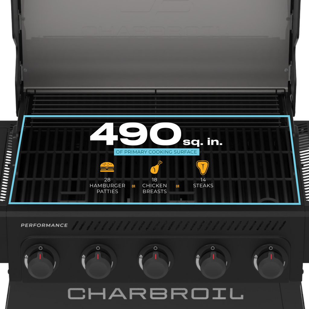 Char-Broil Performance Series™ FlavorMax™ 5 Burner Gas Grill Cart with Side Burner Blackout product view 8