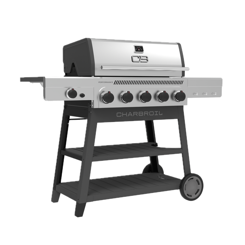 Char-Broil Performance Series™ FlavorMax™ 5 Burner Gas Grill Cart with Side Burner Gray Stainless product view 1