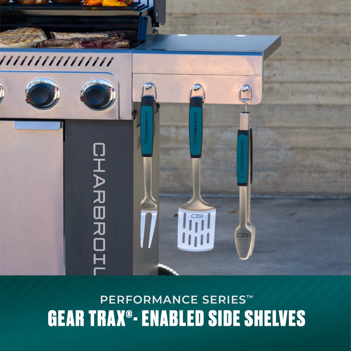 Char-Broil Performance Series™ 4-Burner Gas Grill with FlavorMax™ and Side Burner (Cabinet, Gray) product view 9