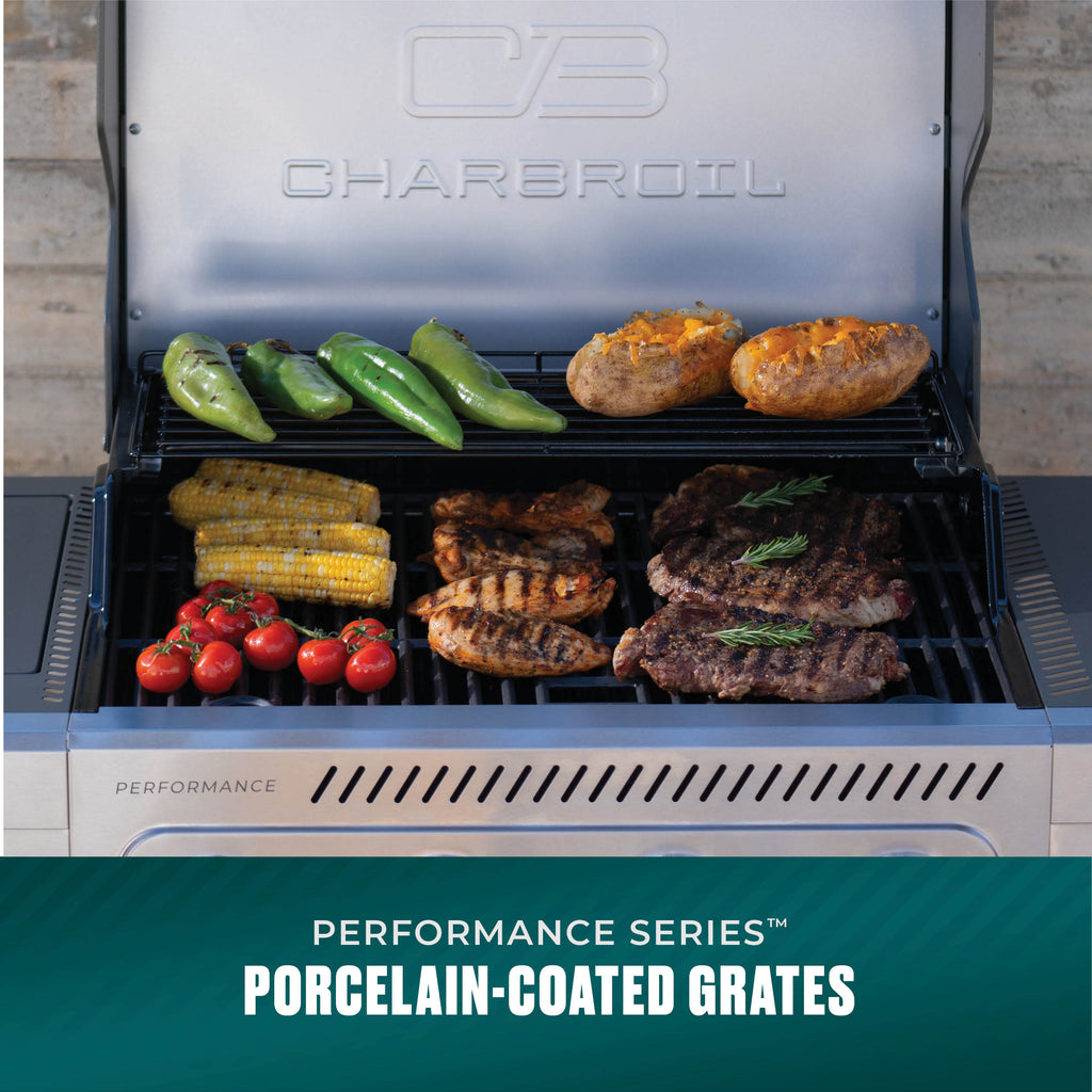 Char-Broil Performance Series™ 4-Burner Gas Grill with FlavorMax™ and Side Burner (Cabinet, Gray) product view 6