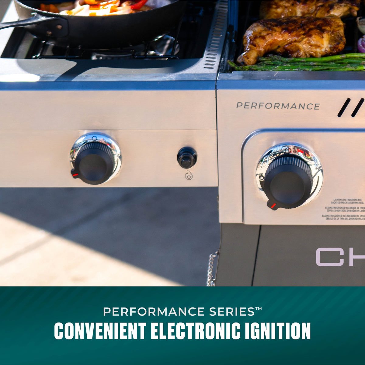 Char-Broil Performance Series™ 4-Burner Gas Grill with FlavorMax™ and Side Burner (Cart, Gray) product view 5