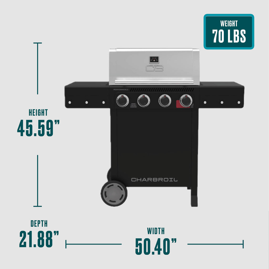 Char-Broil Performance Series™ 4-Burner Gas Grill with Sear Burners (Cart, Black/Stainless Steel) product view 8