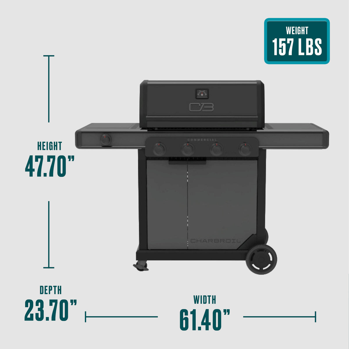 Char-Broil Commercial Series™ 4 Burner Gas Grill & Griddle (Black) product view 9
