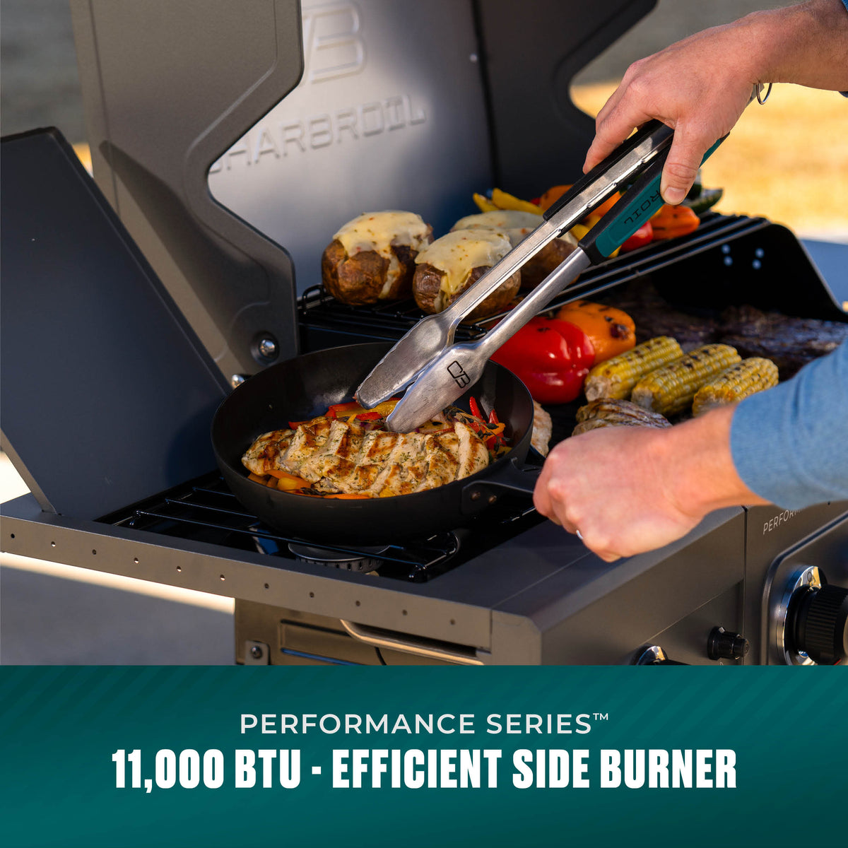 Char-Broil Performance Series™ 4-Burner Gas Grill with FlavorMax™ and Side Burner (Cabinet, Gray & Black) product view 8