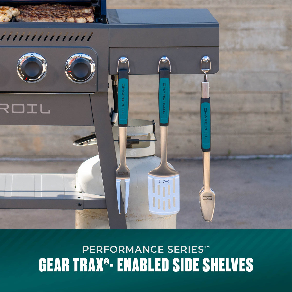 Char-Broil Performance Series™ 4-Burner Gas Grill with FlavorMax™ and Side Burner (Cabinet, Gray & Black) product view 9