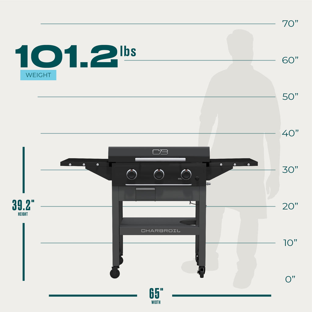 Char-Broil Charbroil® 28" XL Performance Series™ Propane Gas Griddle with Cart 3 Burner Flat Top Grill, Black 463258924 product view 2