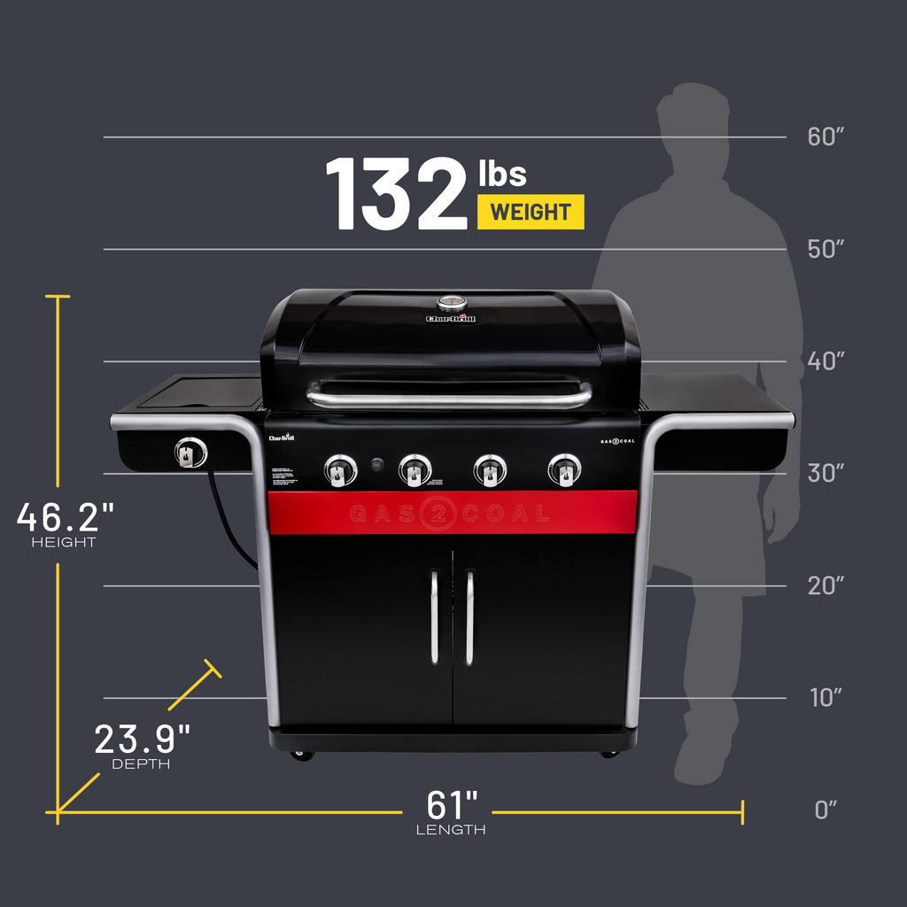 Char-Broil Gas2Coal® 4-Burner Hybrid Grill product view 6