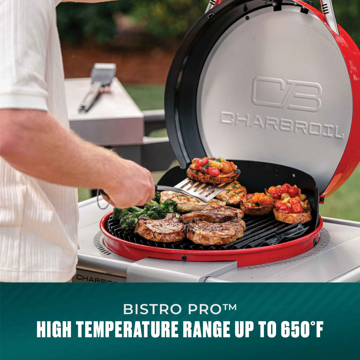 Char-Broil Bistro Pro™ Electric Grill & Griddle + Charcoal Mode Red product view 7