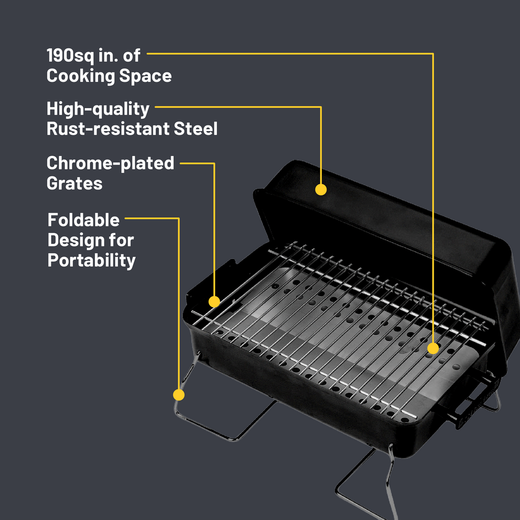 Char-Broil 190 Sq. Inch Portable Charcoal Grill in Black product view 3