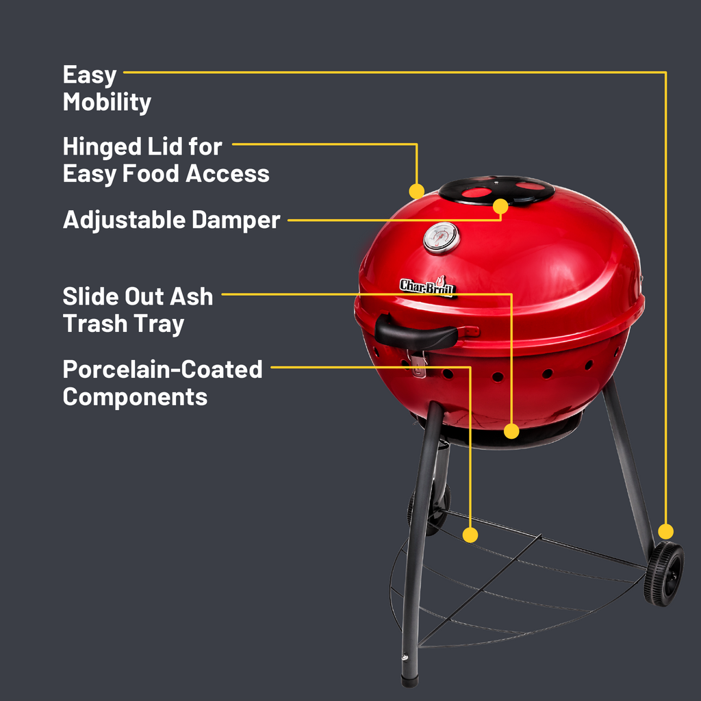 Char-Broil Kettleman® TRU-Infrared™ Charcoal Grill Red product view 5