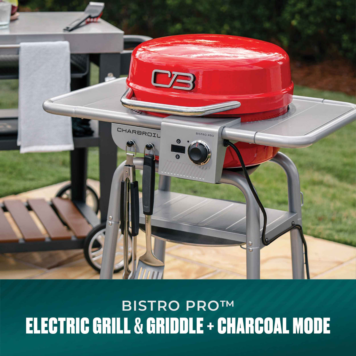 Char-Broil Bistro Pro™ Electric Grill & Griddle + Charcoal Mode Red product view 1