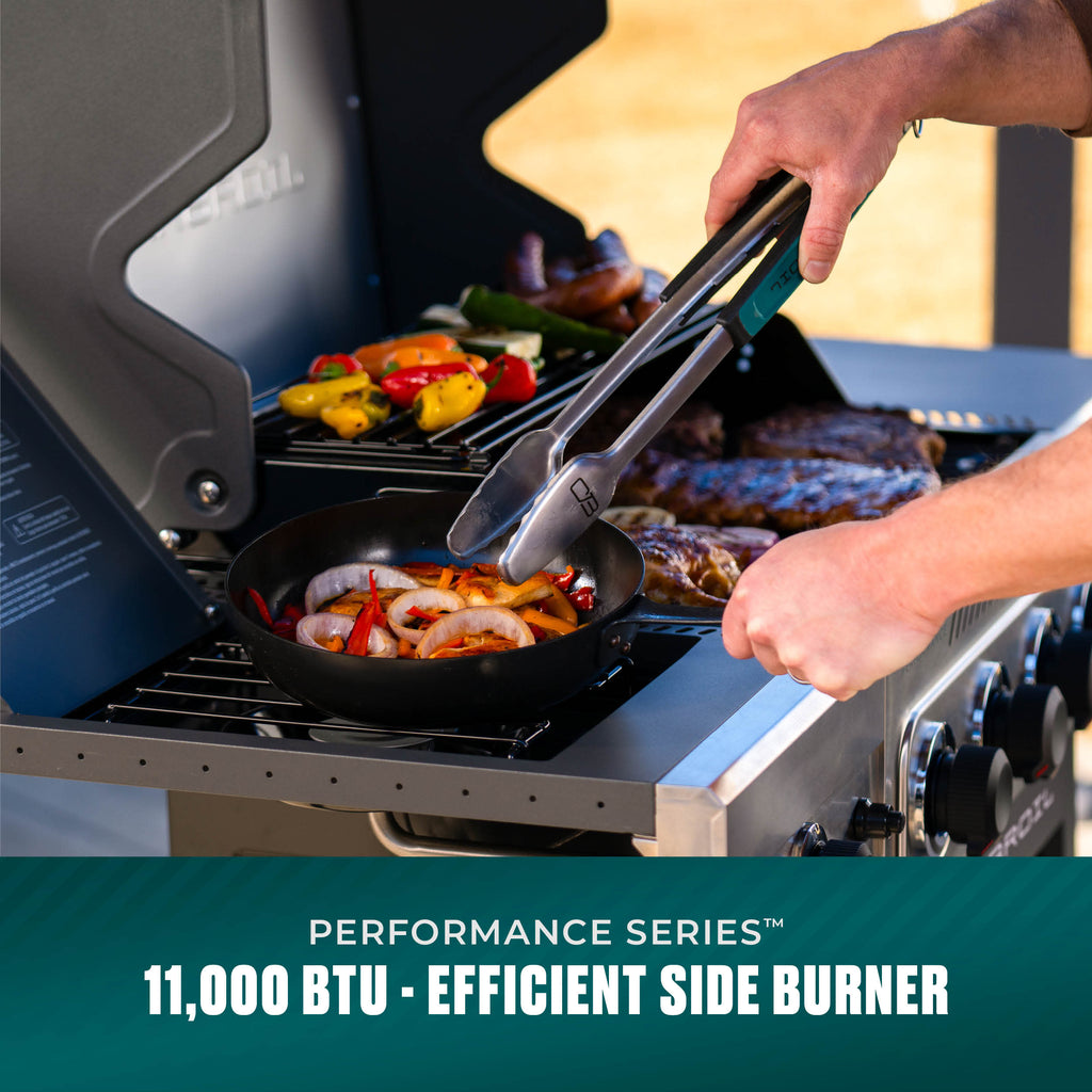 Char-Broil Performance Series™ 4-Burner Gas Grill with FlavorMax™ and Side Burner (Cart, Gray) product view 8
