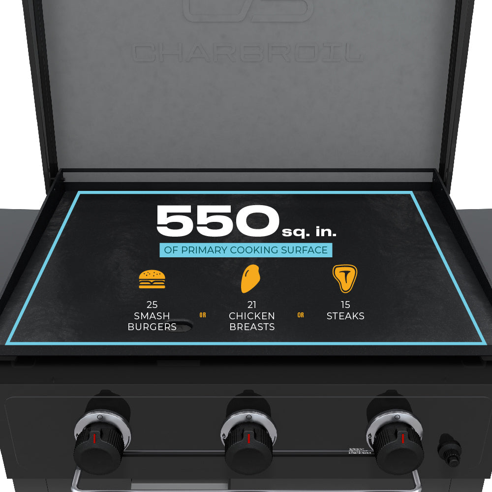 Char-Broil Charbroil® 28" XL Performance Series™ Propane Gas Griddle with Cart 3 Burner Flat Top Grill, Black 463258924 product view 5