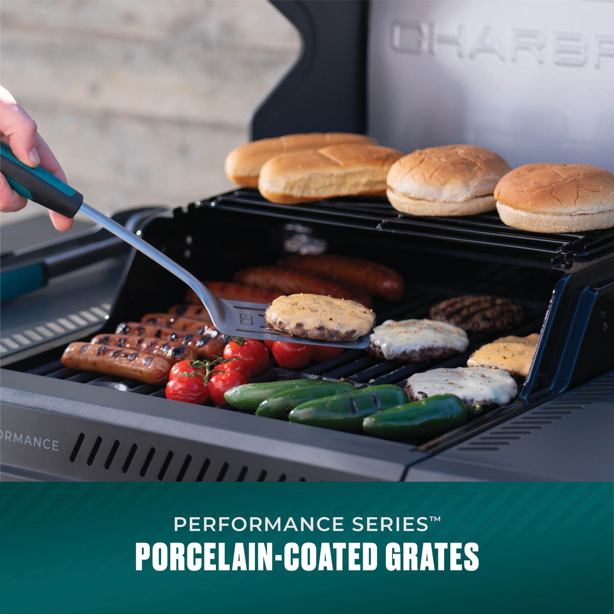 Char-Broil Performance Series™ 4-Burner Gas Grill with FlavorMax™ and Side Burner (Cart, Black/Gray) product view 6