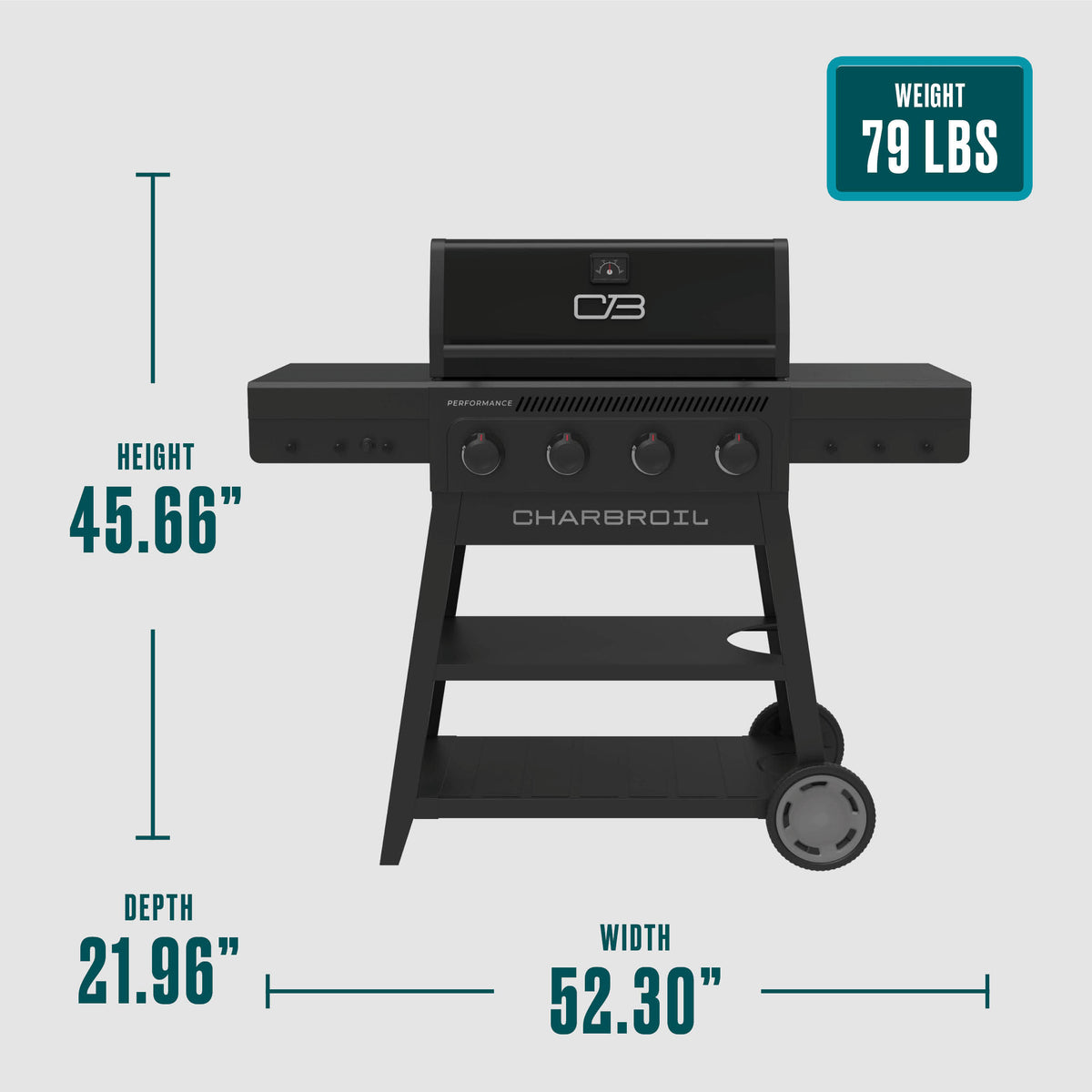 Char-Broil Performance Series™ 4-Burner Gas Grill with FlavorMax™ (Cart, Blackout) product view 9