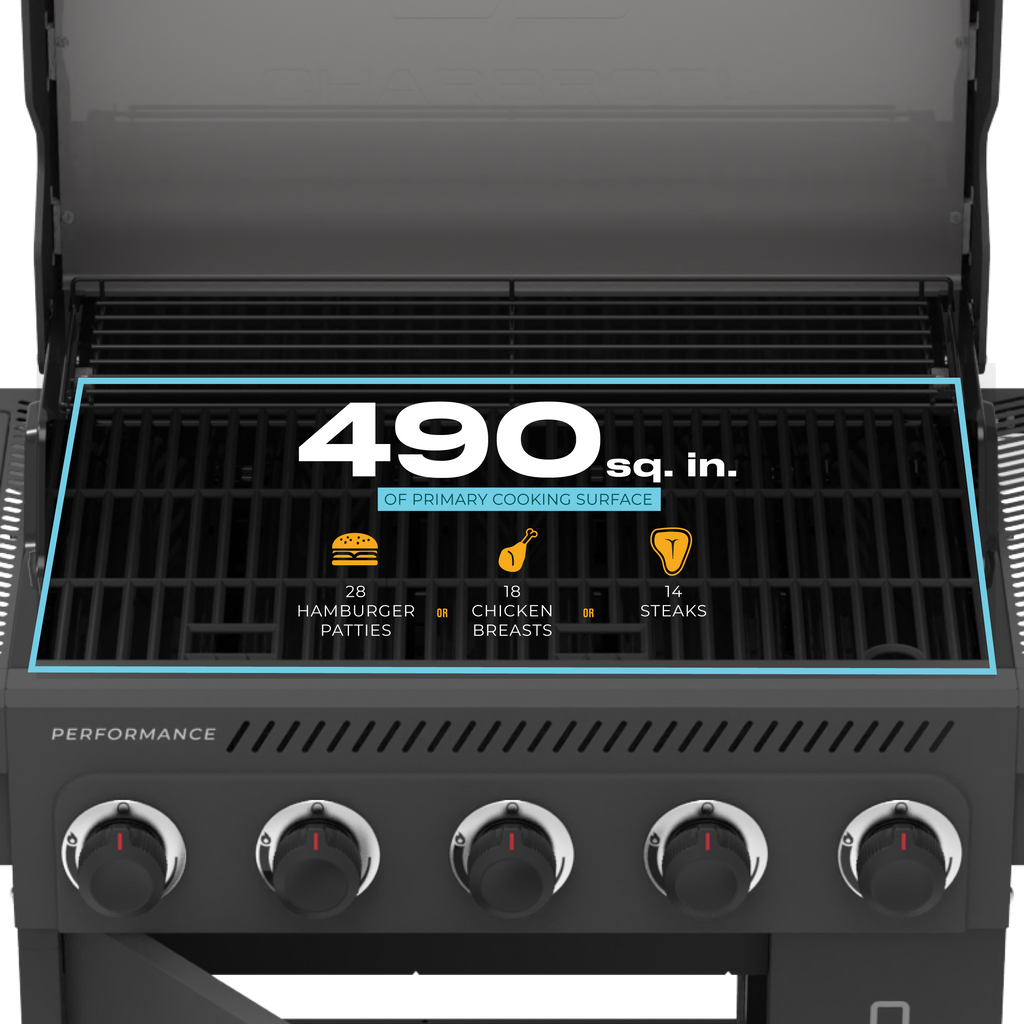Char-Broil Performance Series™ FlavorMax™ 5 Burner Gas Grill Cabinet with Side Burner Gray product view 8