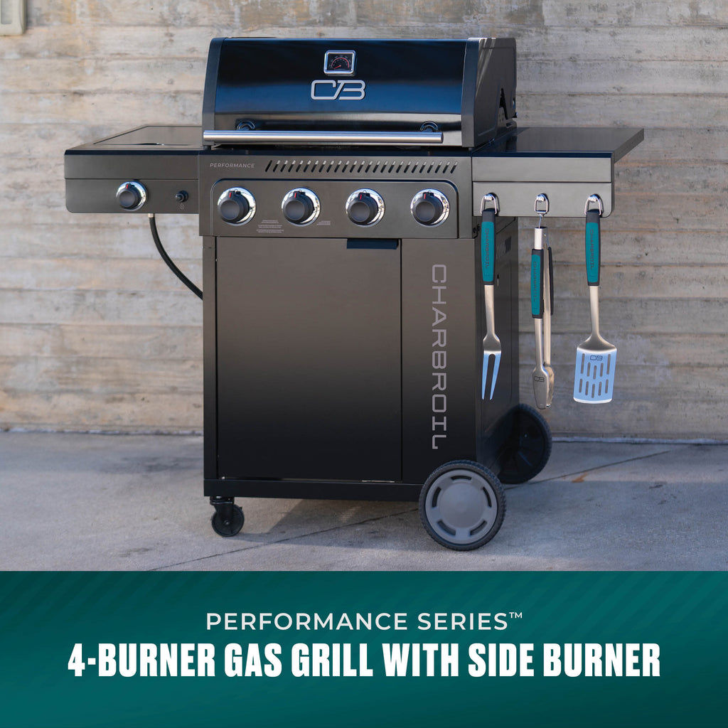Char-Broil Performance Series™ 4-Burner Gas Grill with FlavorMax™ and Side Burner (Cabinet, Black) product view 1