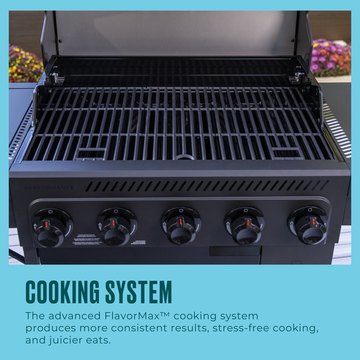 Char-Broil Performance Series™ FlavorMax™ 5 Burner Gas Grill Cabinet with Side Burner and 12" Griddle Black Gray product view 9