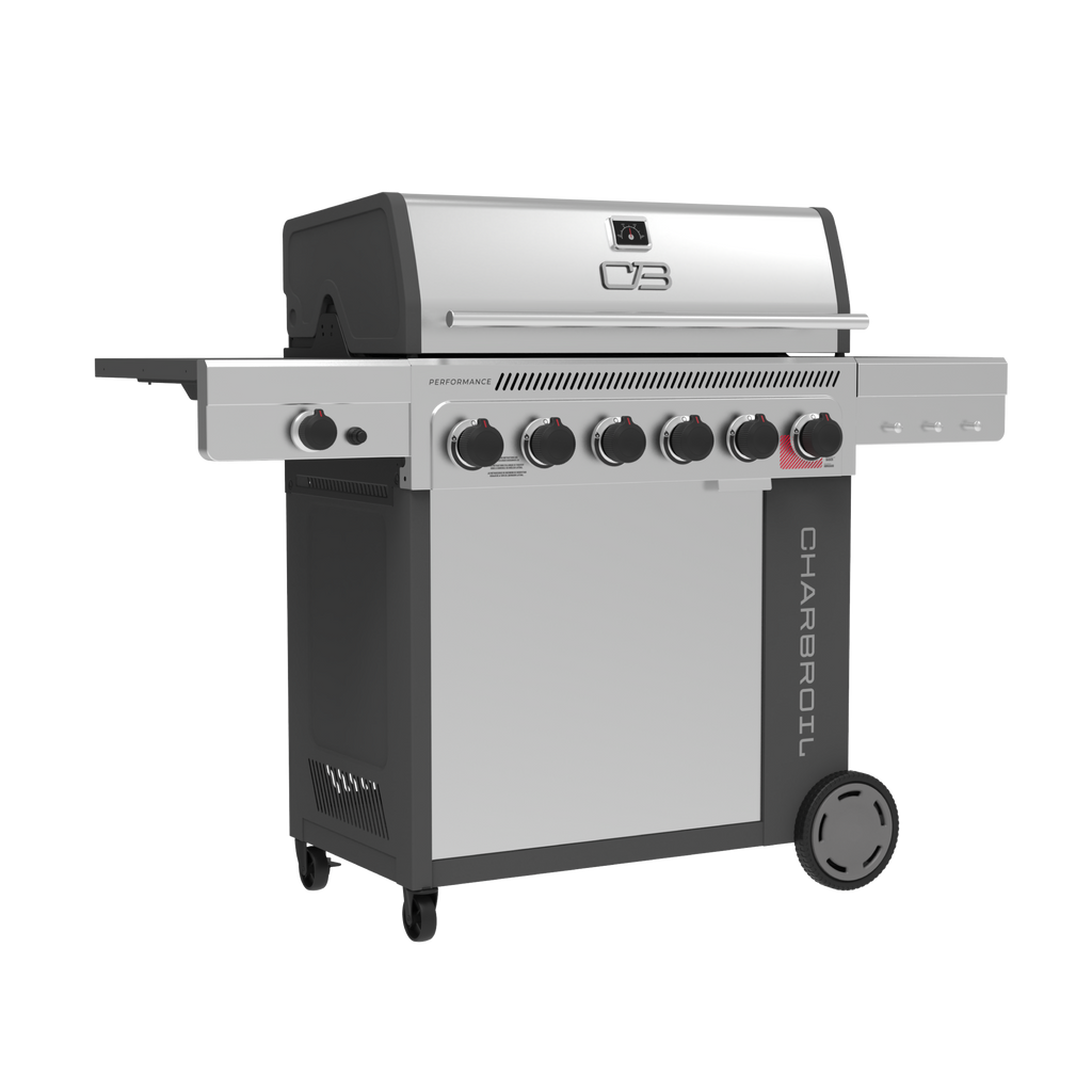 Char-Broil Performance Series™ FlavorMax™ 6 Burner Gas Grill Cabinet with Sear Burner and Side Burner Gray Stainless product view 2