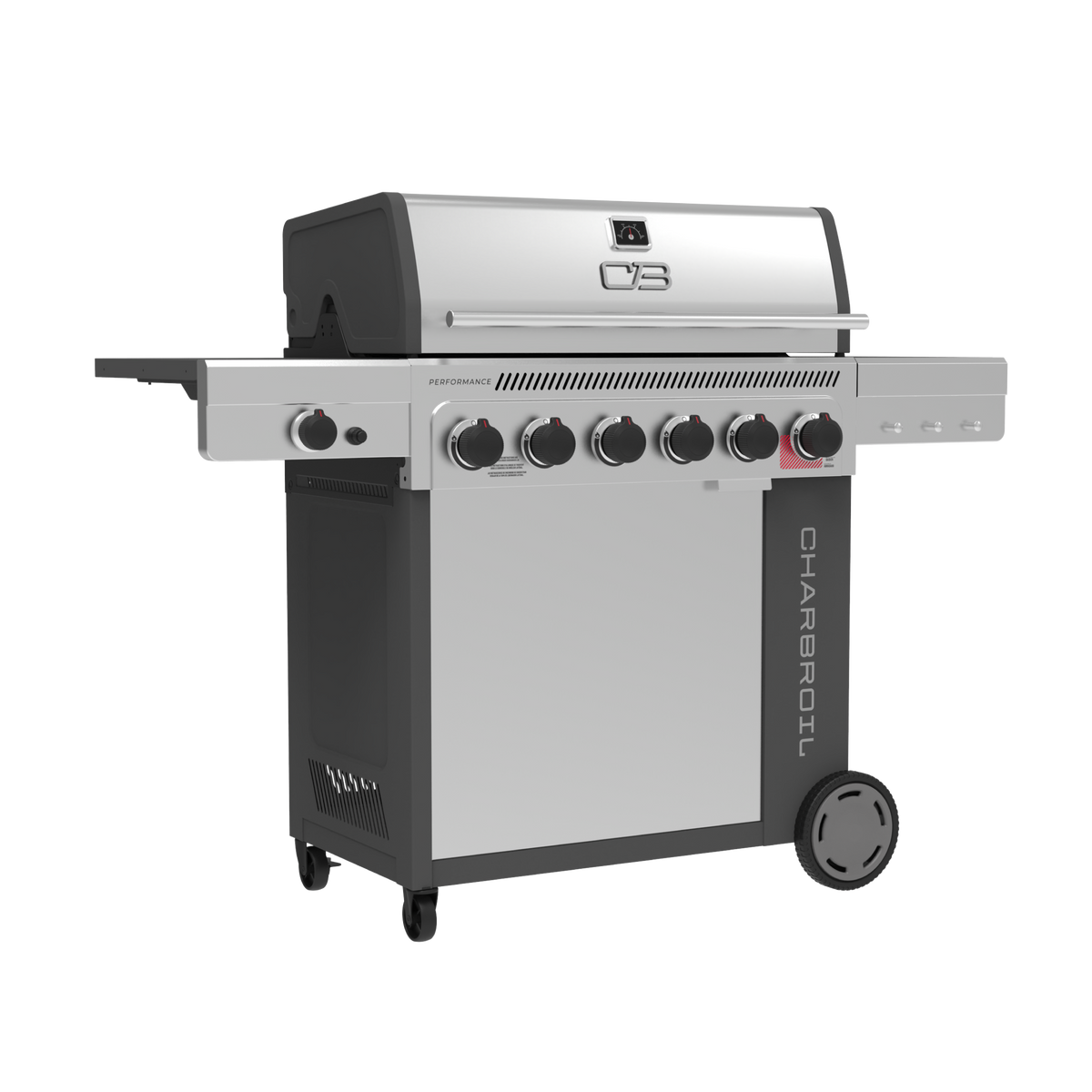 Char-Broil Performance Series™ FlavorMax™ 6 Burner Gas Grill Cabinet with Sear Burner and Side Burner Gray Stainless product view 2