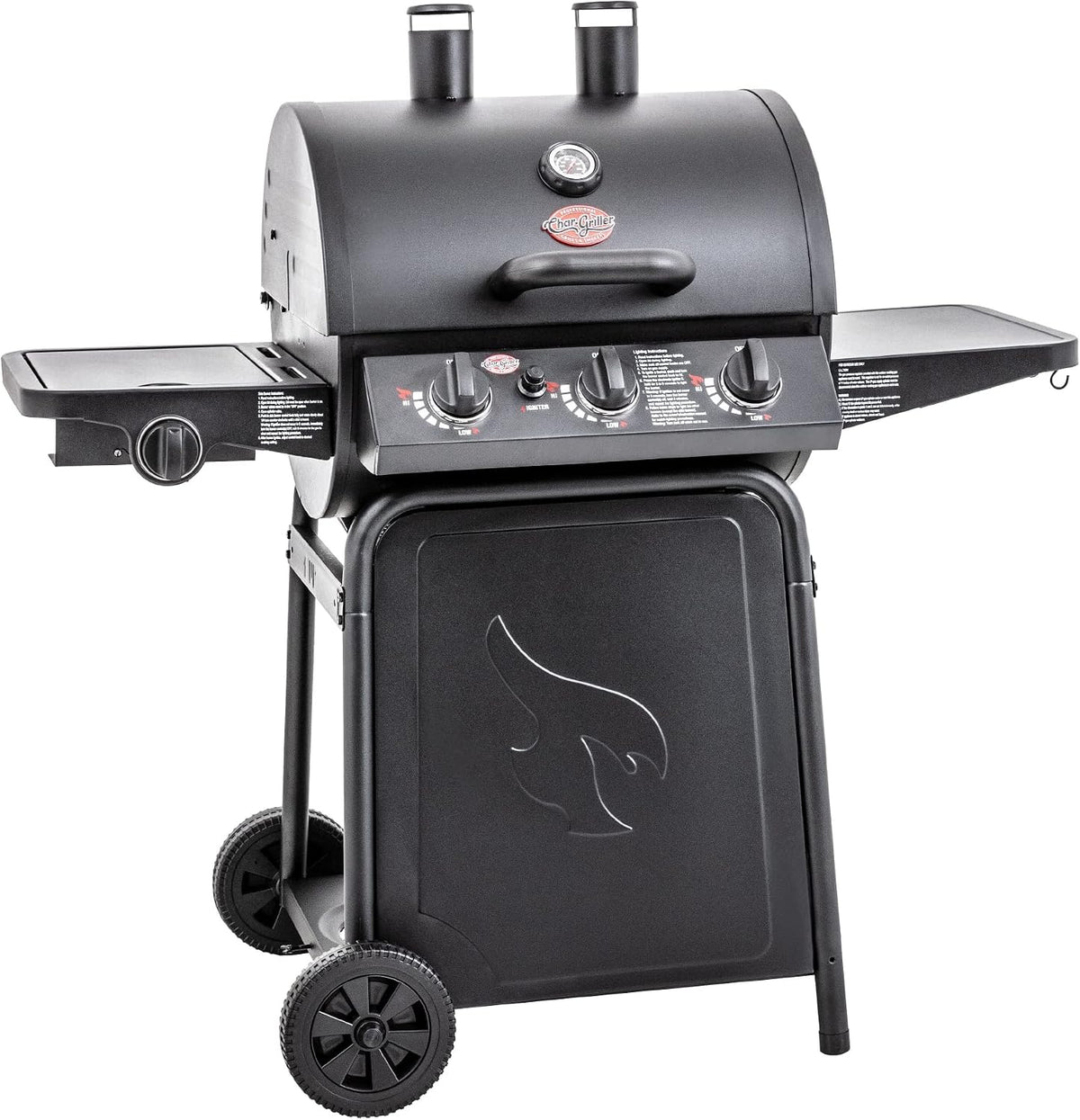 Char-Griller Grillin’ Pro E3001 3-Burner Propane Gas Grill — Black