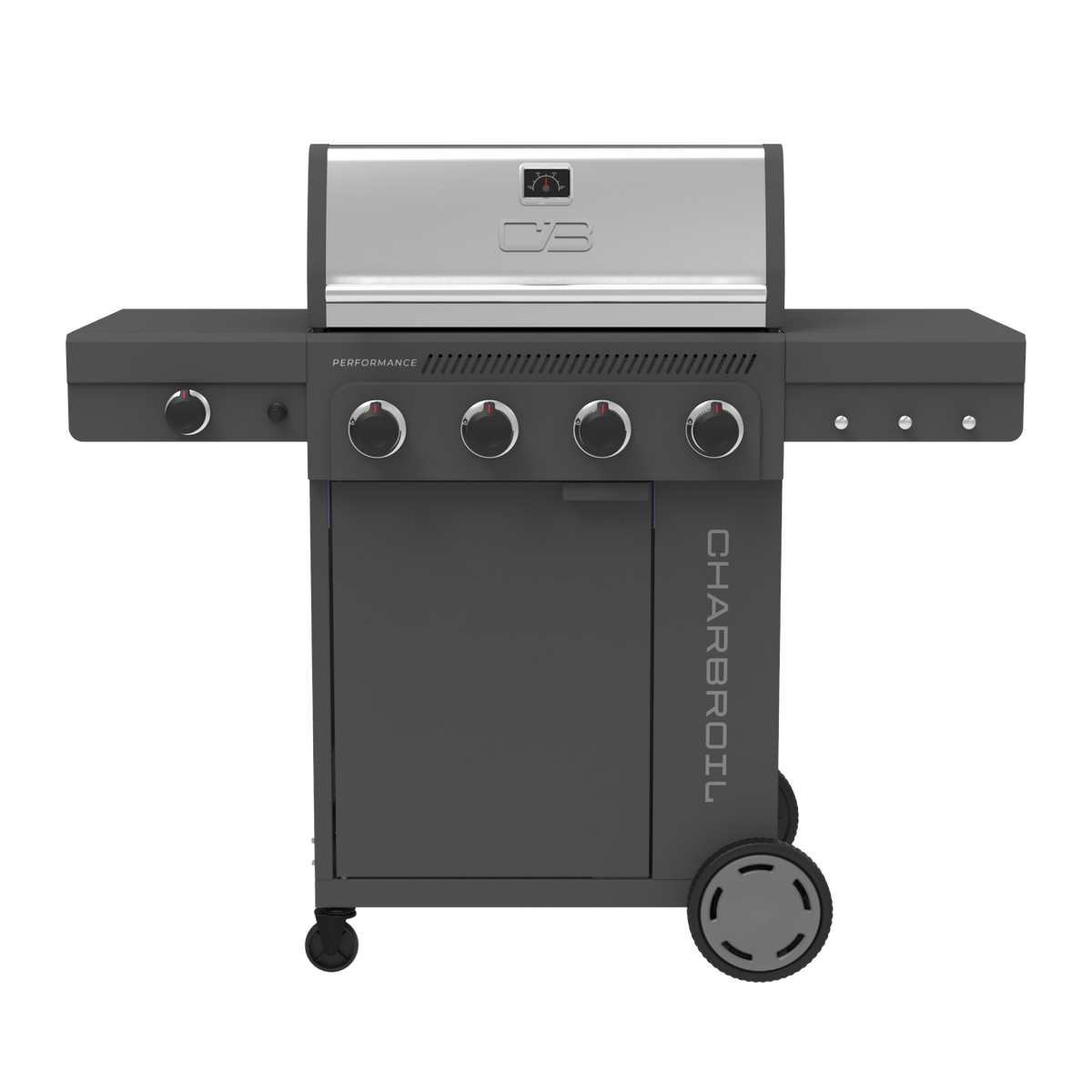 Char-Broil Performance Series™ 4-Burner Gas Grill with FlavorMax™ and Side Burner (Cabinet, Gray & Black)
