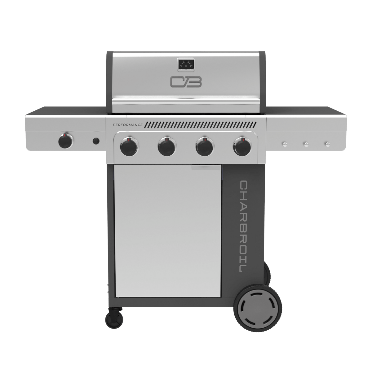 Char-Broil Performance Series™ 4-Burner Gas Grill with FlavorMax™ and Side Burner (Cabinet, Gray)
