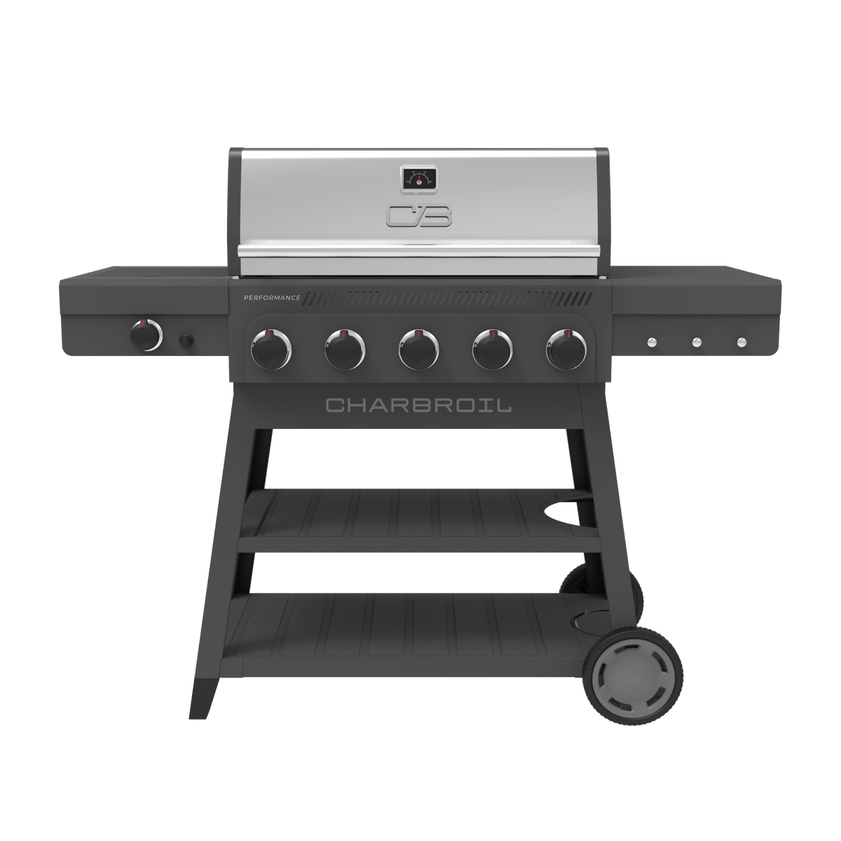 Char-Broil Performance Series™ FlavorMax™ 5 Burner Gas Grill Cart with Side Burner Gray
