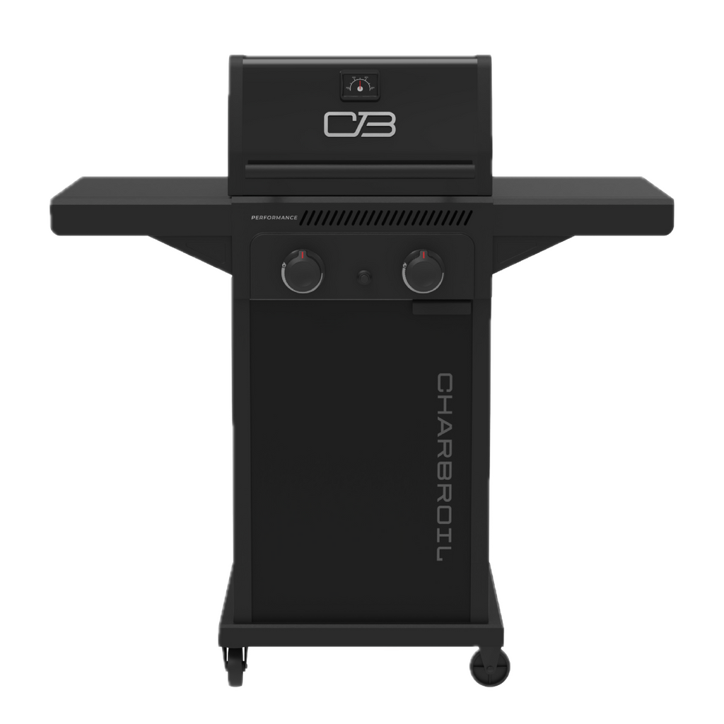 Char-Broil Performance Series™ FlavorMax™ 2 Burner Gas Grill Cabinet with Foldable Side Shelves Black