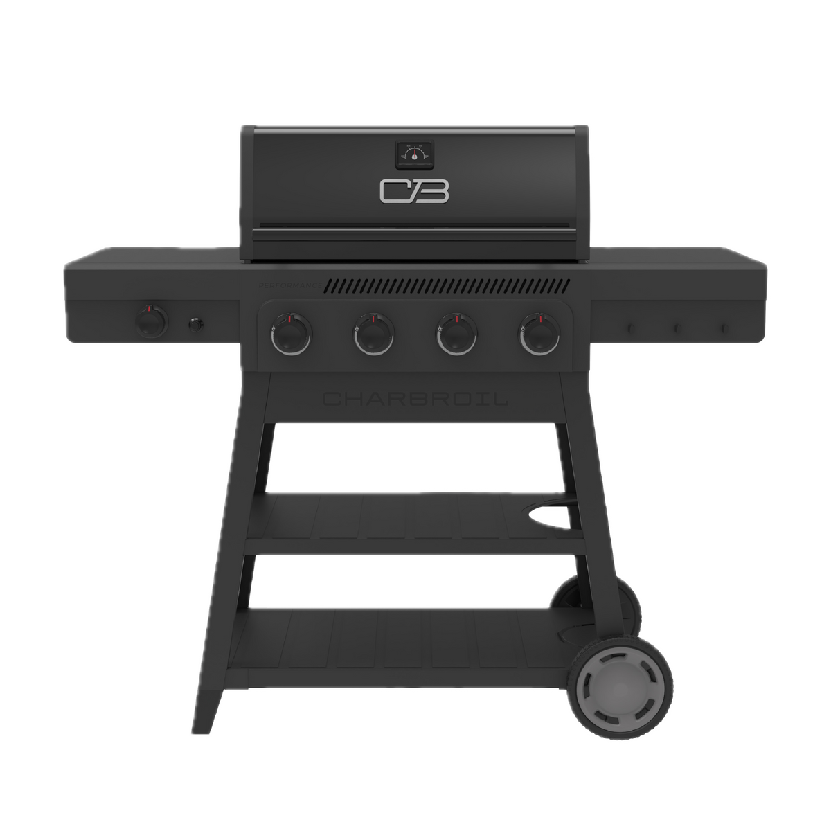 Char-Broil Performance Series™ 4-Burner Gas Grill with FlavorMax™ and Side Burner (Cart, Black/Gray)
