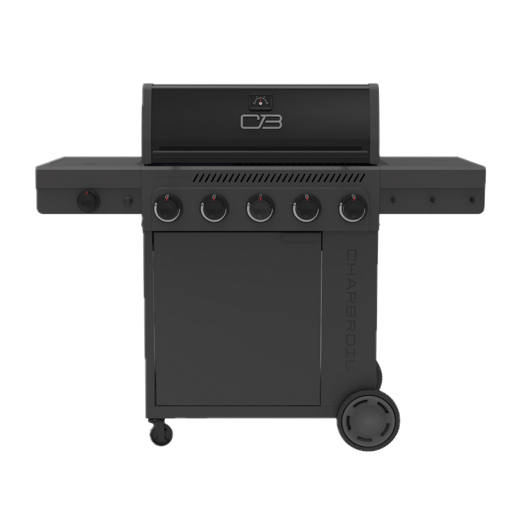 Char-Broil Performance Series™ FlavorMax™ 5 Burner Gas Grill Cabinet with Side Burner and 12" Griddle Black Gray