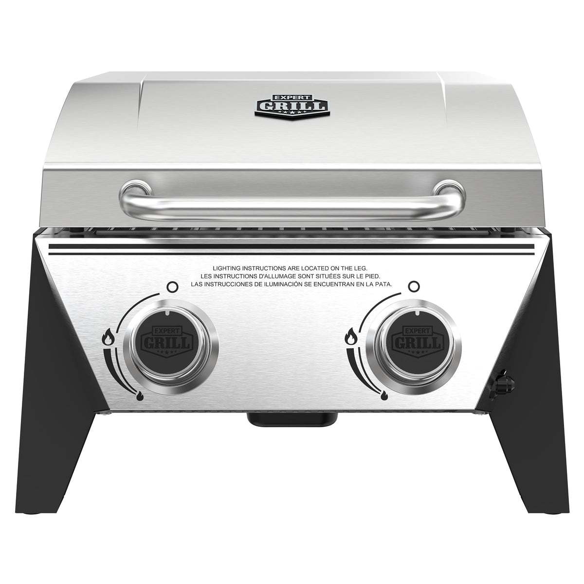 Expert Grill Stainless Steel 2-Burner Tabletop Propane Gas Grill, 13,000 BTUs, 273 sq. in.