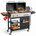 Biotree 5-Burner Propane Gas Grill and Griddle Combo, 54,000 BTU Dual Fuel BBQ Grill with Side Burner for Backyard, Patio Outdoor Cooking & Entertaining