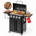 Biotree 4 Burner Propane Gas Grill and Griddle with Folding Side Tables,2 in 1 Griddle Grill Combo ,40000BTU Stainless Steel Propane Grill for Outdoor Patio Cooking