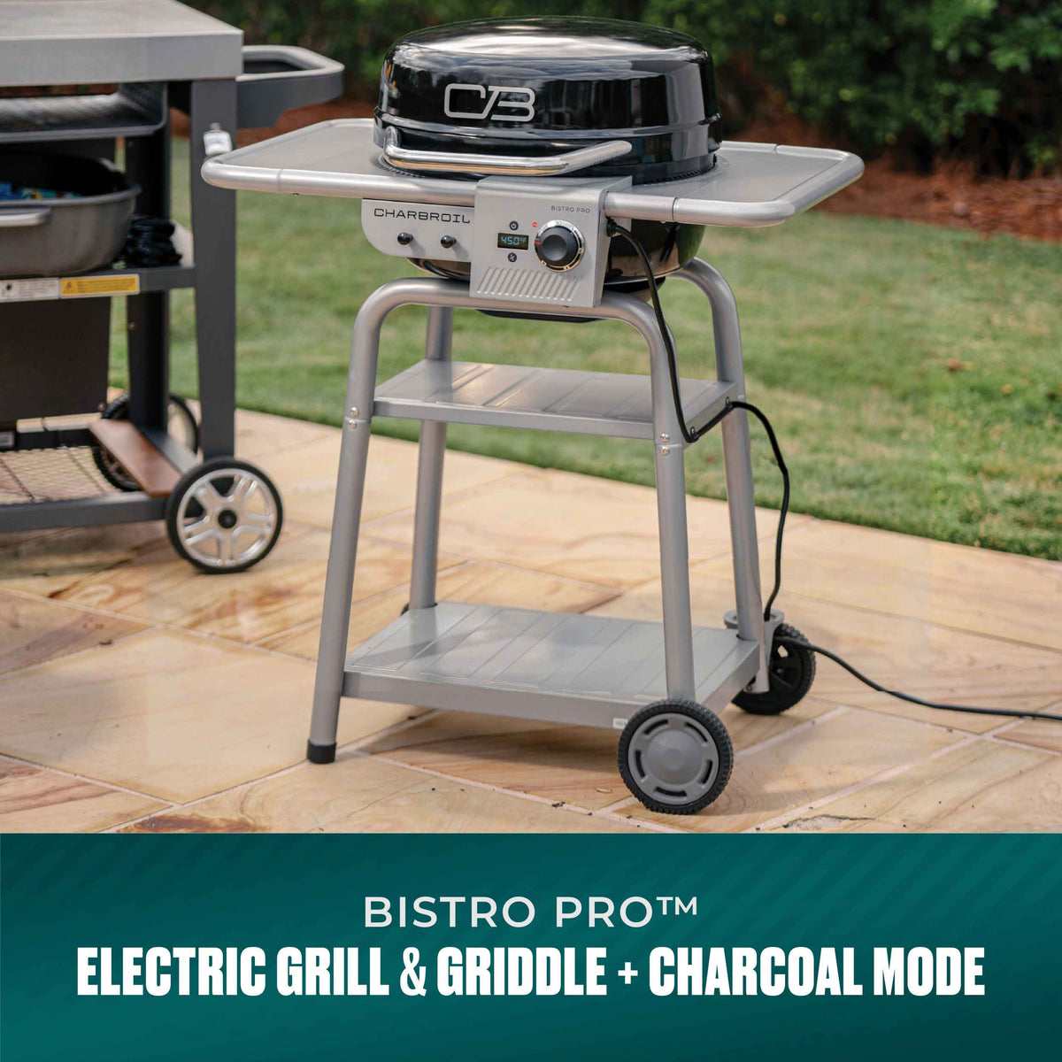 Char-Broil Bistro Pro™ Electric Grill & Griddle + Charcoal Mode Black product view 2