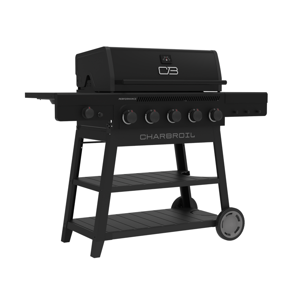 Char-Broil Performance Series™ FlavorMax™ 5 Burner Gas Grill Cart with Side Burner Blackout product view 1