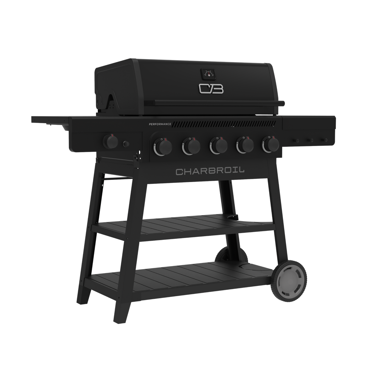 Char-Broil Performance Series™ FlavorMax™ 5 Burner Gas Grill Cart with Side Burner Blackout product view 1