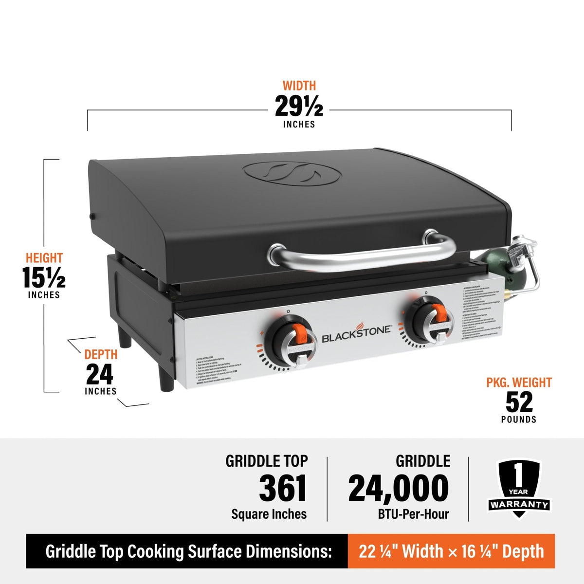 Blackstone Original 22in Stainless Front Panel Tabletop Griddle product view 1