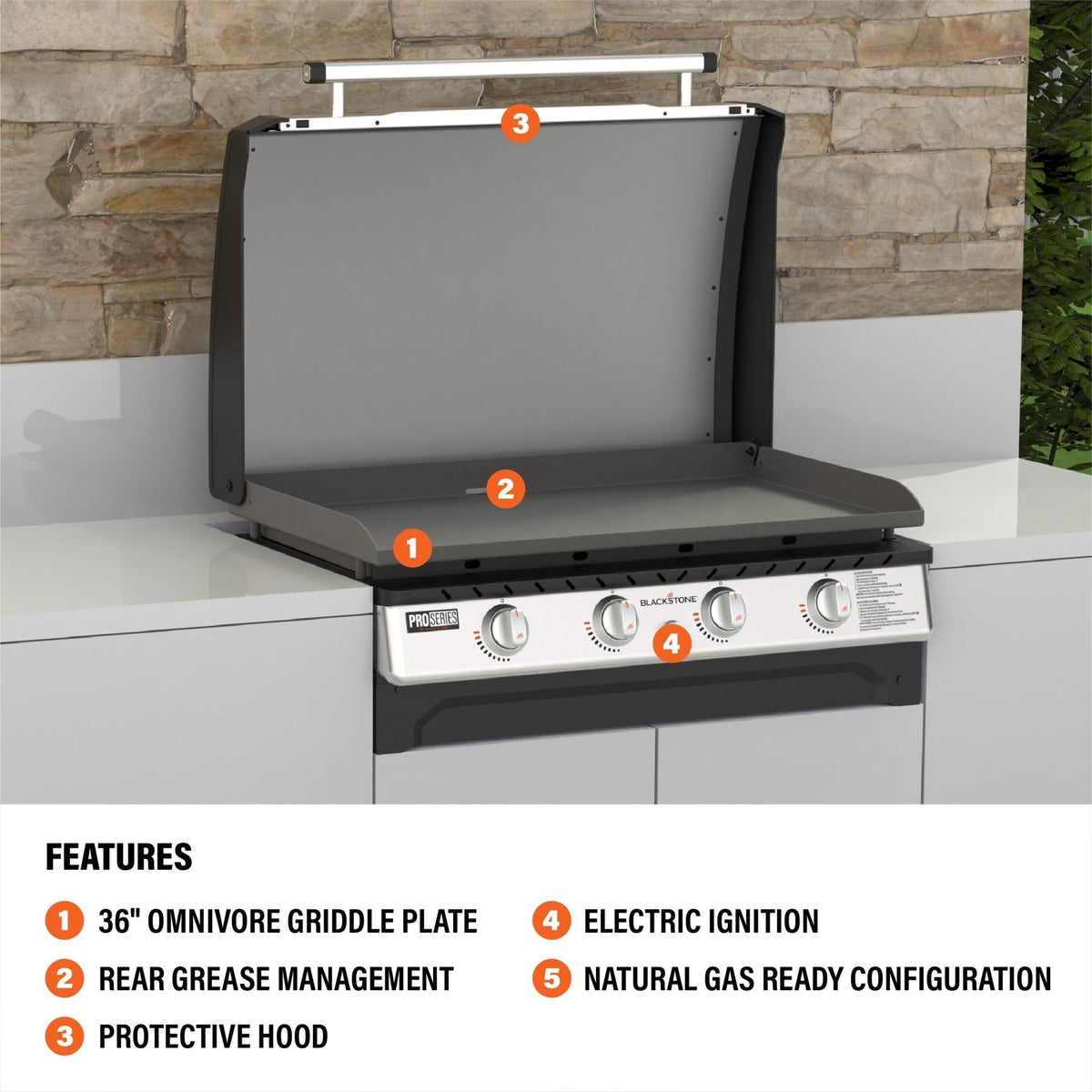 Blackstone 36" Built-in Griddle with Hood (Natural Gas) product view 3