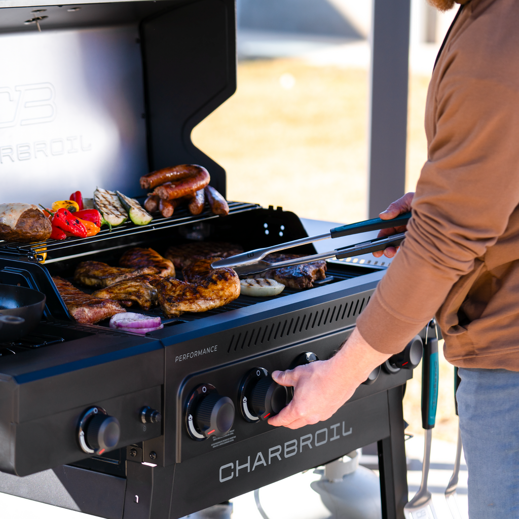 Char-Broil Performance Series™ FlavorMax™ 5 Burner Gas Grill Cart with Side Burner Blackout product view 11