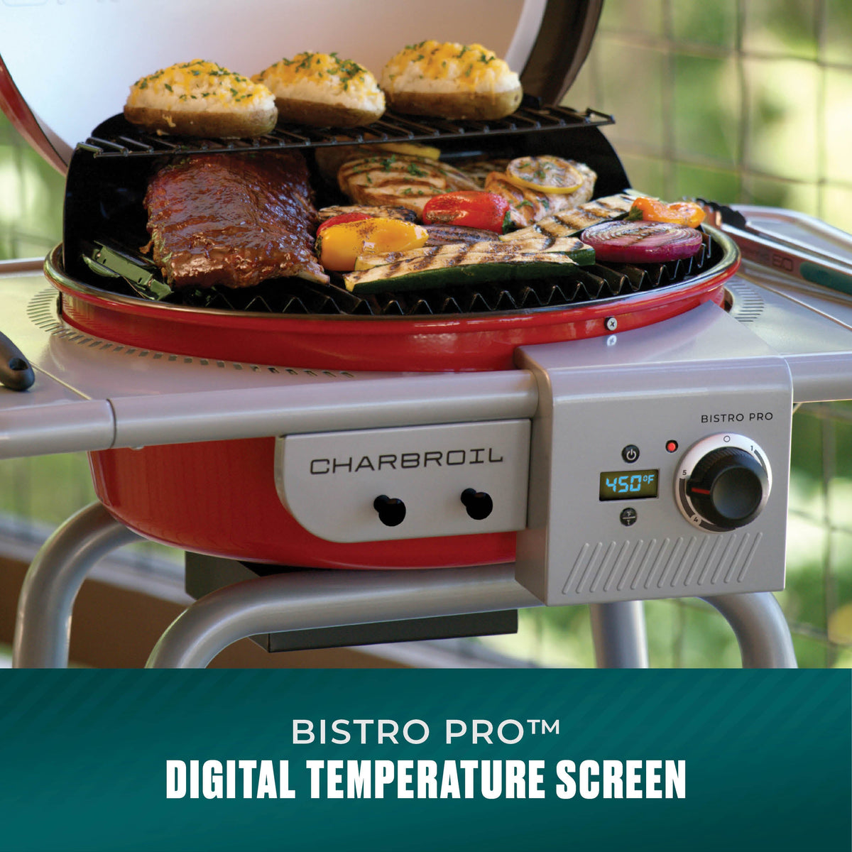 Char-Broil Bistro Pro™ Electric Grill & Griddle + Charcoal Mode Red product view 8