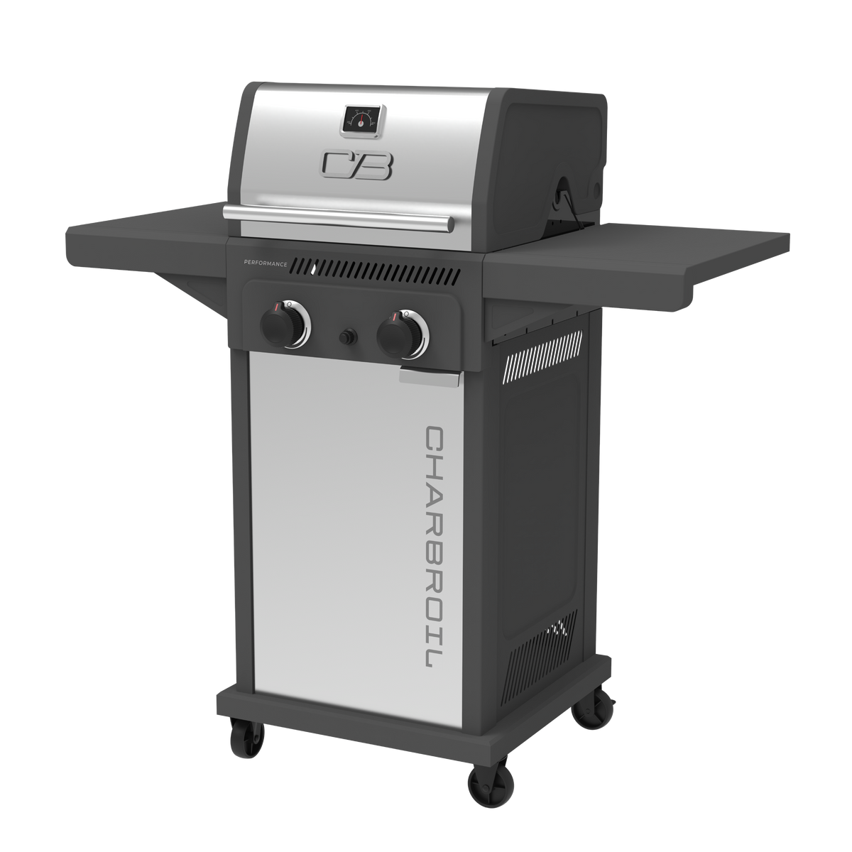 Char-Broil Performance Series™ FlavorMax™ 2 Burner Gas Grill Cabinet with Foldable Side Shelves Gray Stainless product view 1